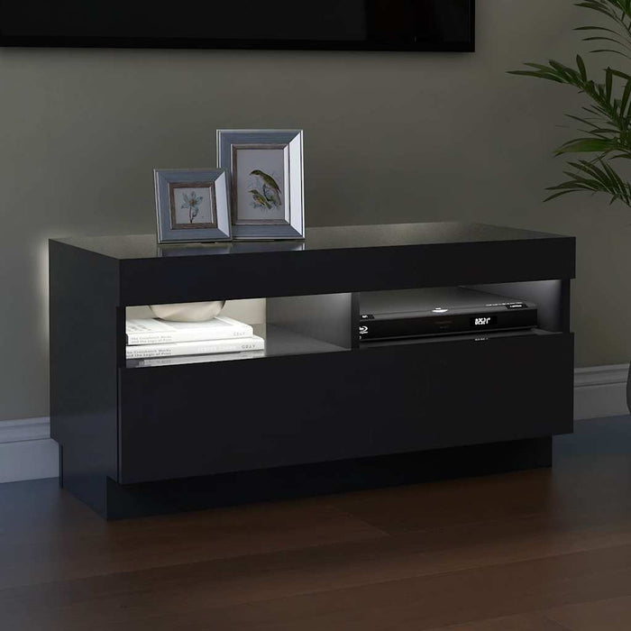 Comodă TV cu lumini LED, gri extralucios, 80x35x40 cm WALTI