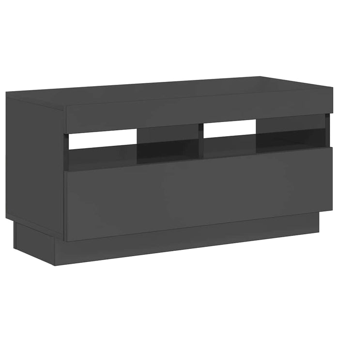 Comodă TV cu lumini LED, gri extralucios, 80x35x40 cm WALTI