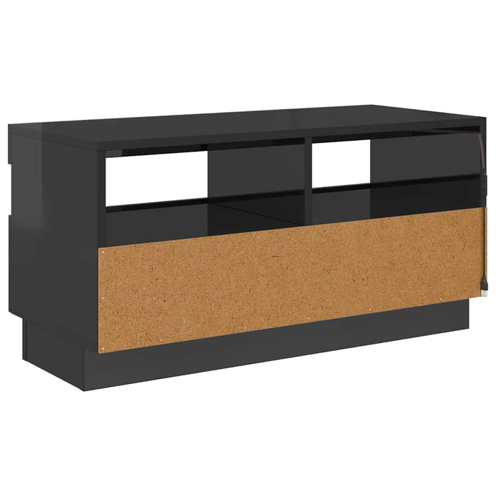 Comodă TV cu lumini LED, gri extralucios, 80x35x40 cm WALTI