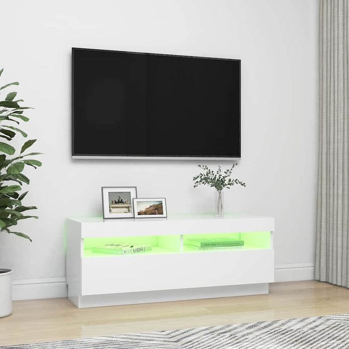 Comodă TV cu lumini LED, alb, 100x35x40 cm - WALTI WALTI