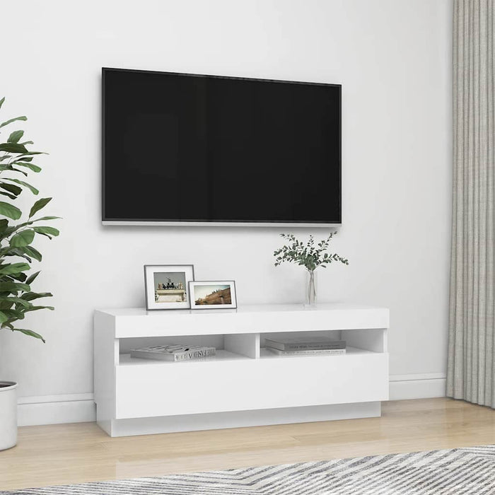 Comodă TV cu lumini LED, alb, 100x35x40 cm - WALTI WALTI