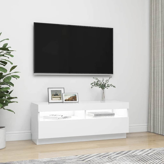 Comodă TV cu lumini LED, alb, 100x35x40 cm - WALTI WALTI