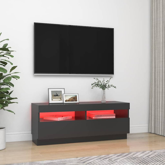 Comodă TV cu lumini LED, gri, 100x35x40 cm WALTI