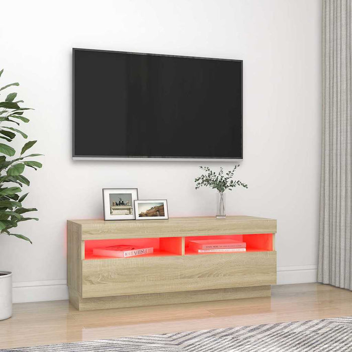 Comodă TV cu lumini LED, stejar sonoma, 100x35x40 cm - WALTI WALTI