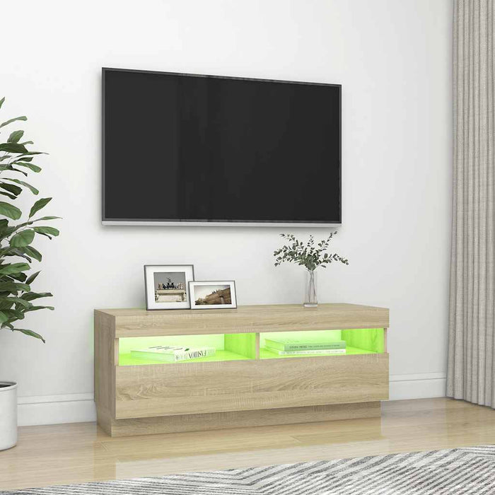 Comodă TV cu lumini LED, stejar sonoma, 100x35x40 cm - WALTI WALTI