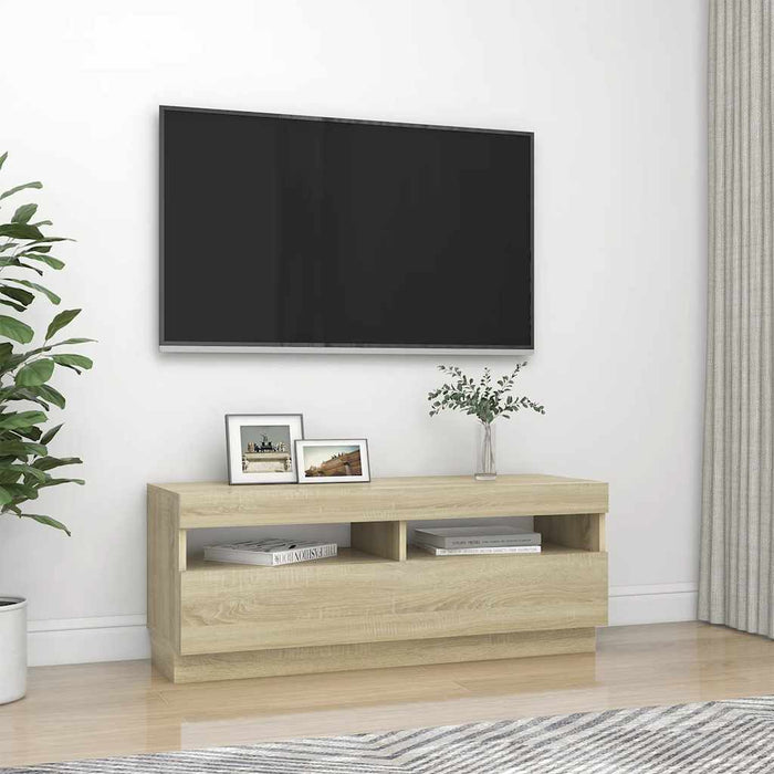Comodă TV cu lumini LED, stejar sonoma, 100x35x40 cm - WALTI WALTI