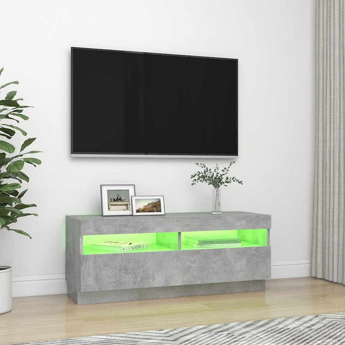 Comodă TV cu lumini LED, gri beton, 100x35x40 cm - WALTI WALTI