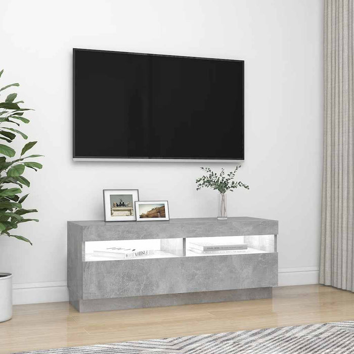 Comodă TV cu lumini LED, gri beton, 100x35x40 cm - WALTI WALTI