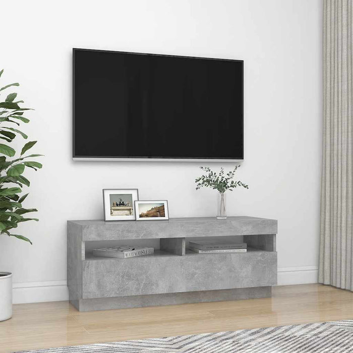 Comodă TV cu lumini LED, gri beton, 100x35x40 cm - WALTI WALTI