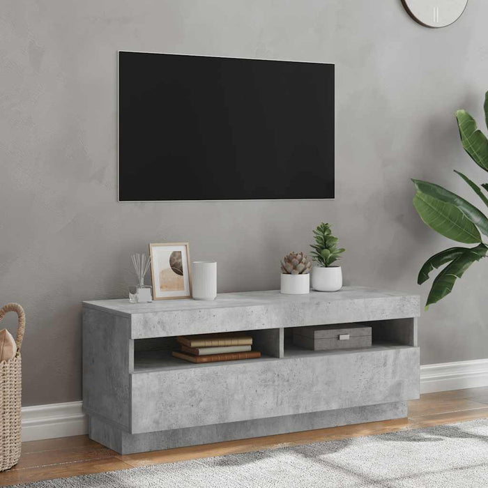 Comodă TV cu lumini LED, gri beton, 100x35x40 cm - WALTI WALTI