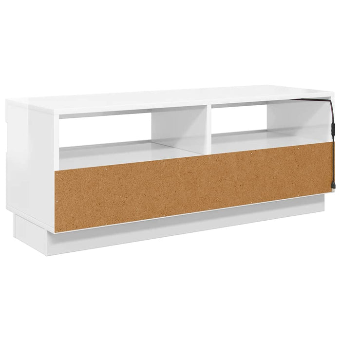 Comodă TV cu lumini LED, alb extralucios, 100x35x40 cm - WALTI WALTI