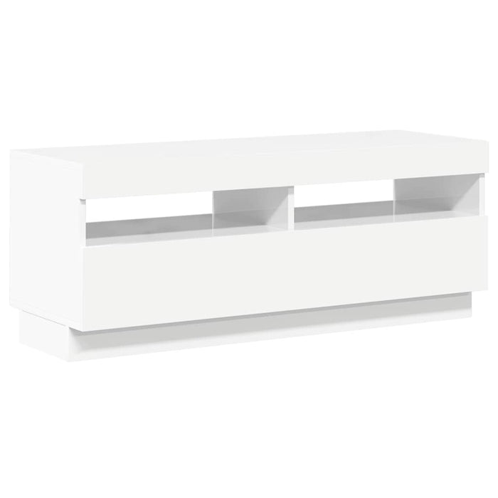 Comodă TV cu lumini LED, alb extralucios, 100x35x40 cm - WALTI WALTI