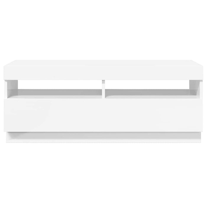 Comodă TV cu lumini LED, alb extralucios, 100x35x40 cm - WALTI WALTI