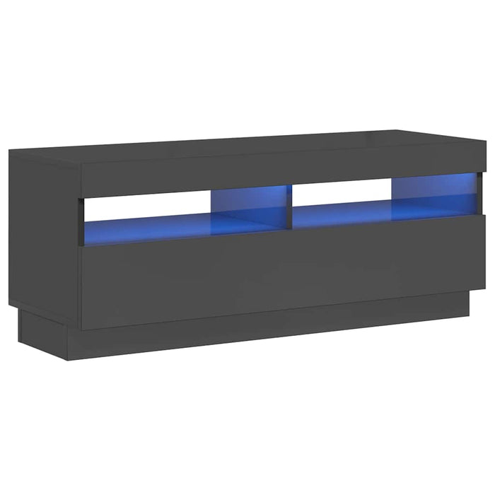 Comodă TV cu lumini LED, gri extralucios, 100x35x40 cm WALTI
