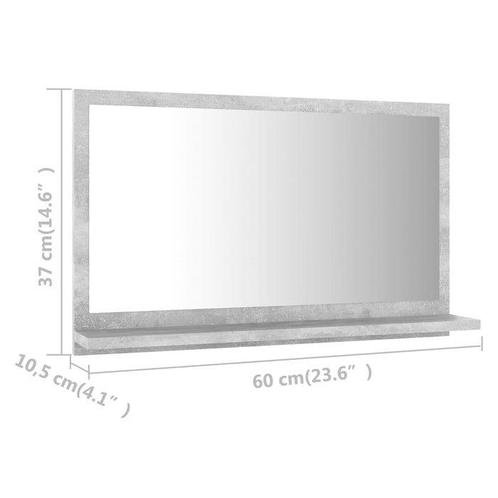 Dulap de baie cu oglindă, gri beton, 60 x 10,5 x 37 cm, PAL - WALTI WALTI