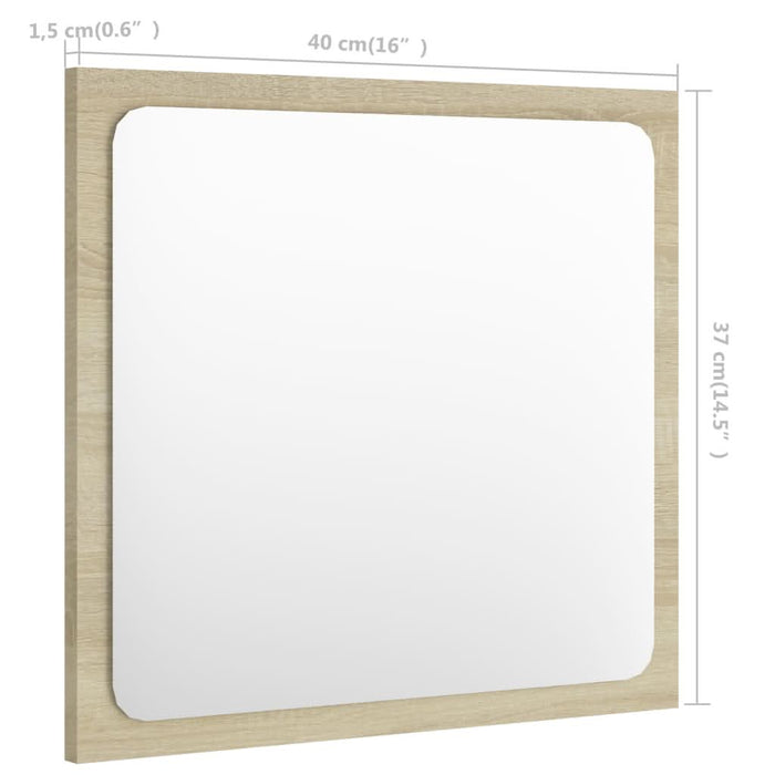 Oglindă de baie LED, stejar sonoma, 40x8,5x37cm, lemn prelucrat - WALTI WALTI