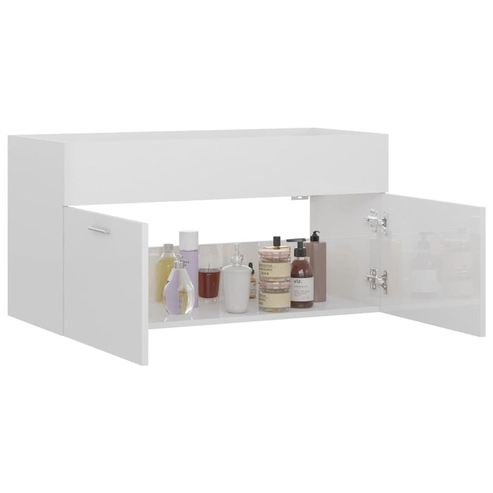 Dulap de chiuvetă, alb extralucios, 90x38,5x46 cm, PAL - WALTI WALTI