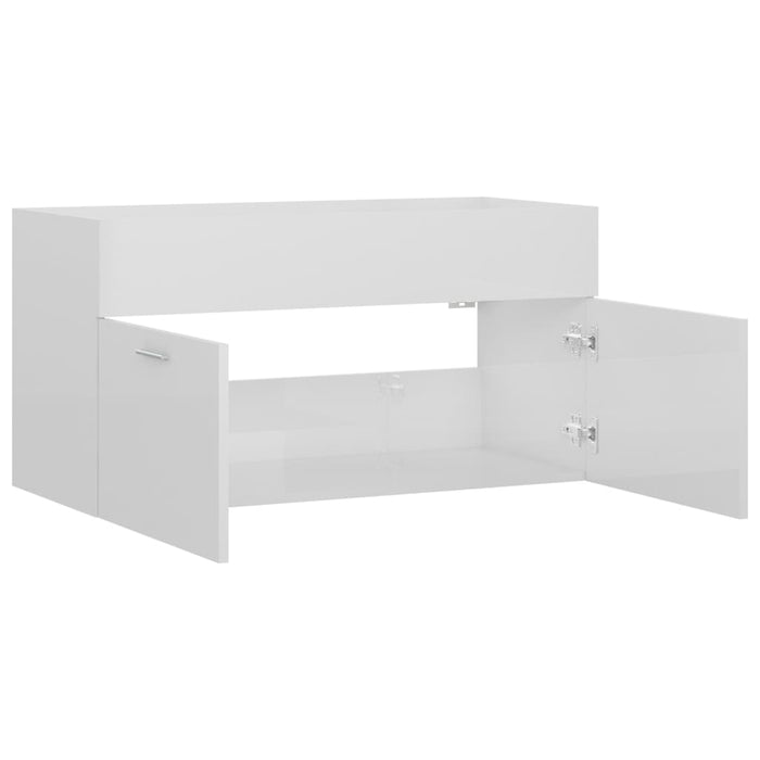 Dulap de chiuvetă, alb extralucios, 90x38,5x46 cm, PAL - WALTI WALTI