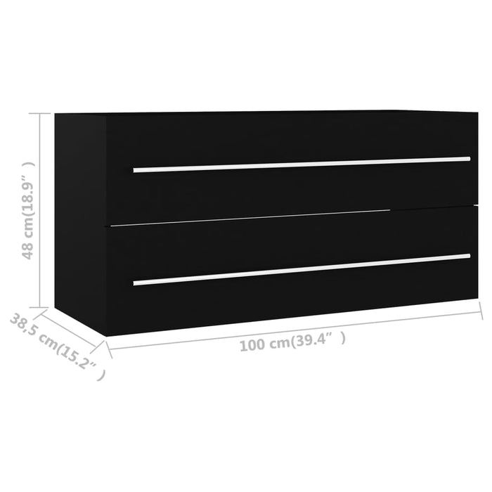 Dulap de chiuvetă, negru, 100x38,5x48 cm, lemn prelucrat - WALTI WALTI