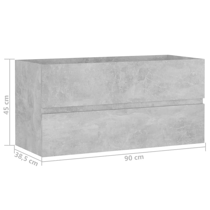 Dulap de chiuvetă, gri beton, 90x38,5x45 cm, lemn prelucrat - WALTI WALTI