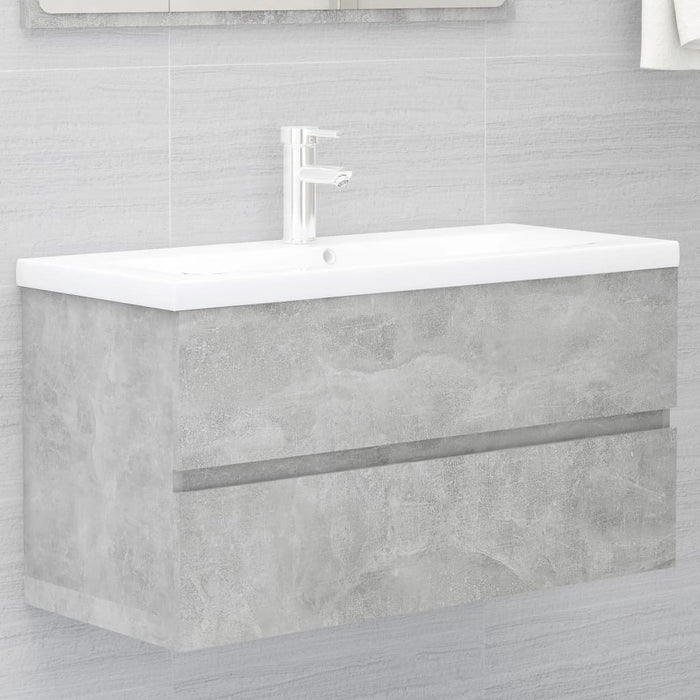 Dulap de chiuvetă, gri beton, 90x38,5x45 cm, lemn prelucrat - WALTI WALTI