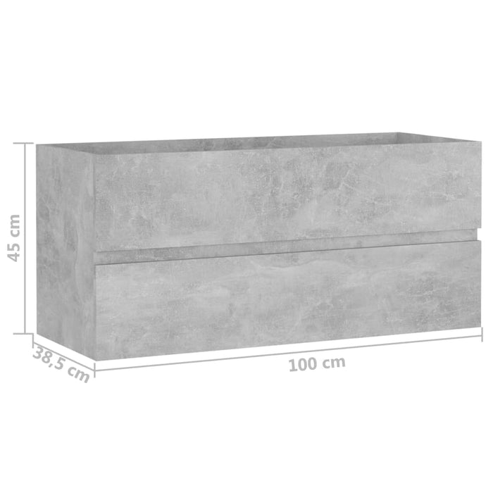Dulap de chiuvetă, gri beton, 100x38,5x45 cm, PAL - WALTI WALTI