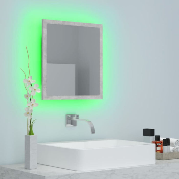 Oglindă de baie cu LED, gri beton, 40x8,5x37 cm, acril - WALTI WALTI