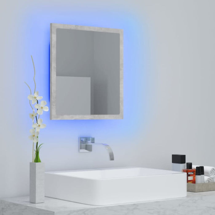 Oglindă de baie cu LED, gri beton, 40x8,5x37 cm, acril - WALTI WALTI