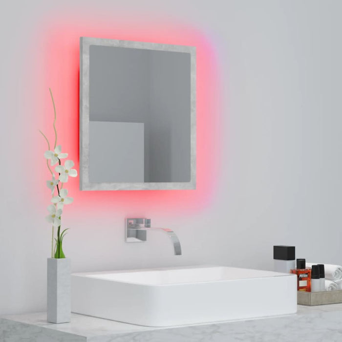 Oglindă de baie cu LED, gri beton, 40x8,5x37 cm, acril - WALTI WALTI