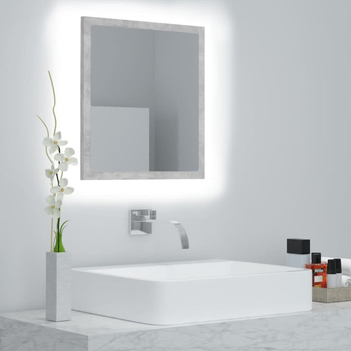Oglindă de baie cu LED, gri beton, 40x8,5x37 cm, acril - WALTI WALTI