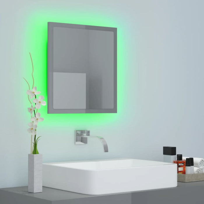 Oglindă de baie cu LED, gri extralucios, 40x8,5x37 cm, acril - WALTI WALTI