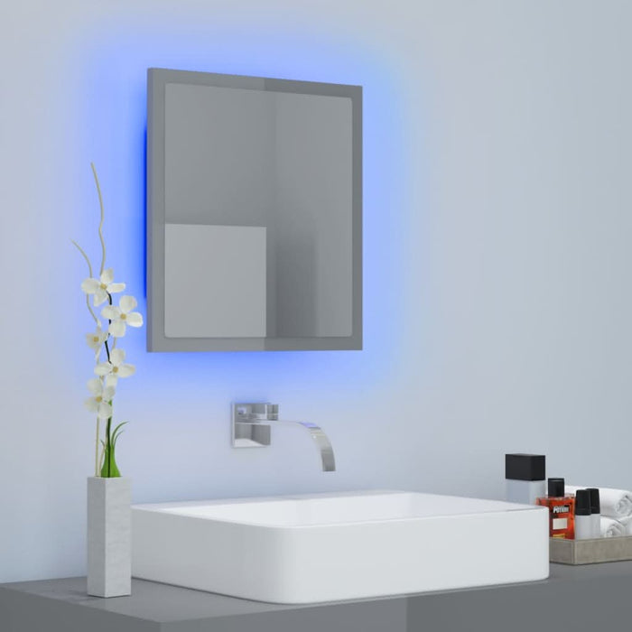 Oglindă de baie cu LED, gri extralucios, 40x8,5x37 cm, acril - WALTI WALTI