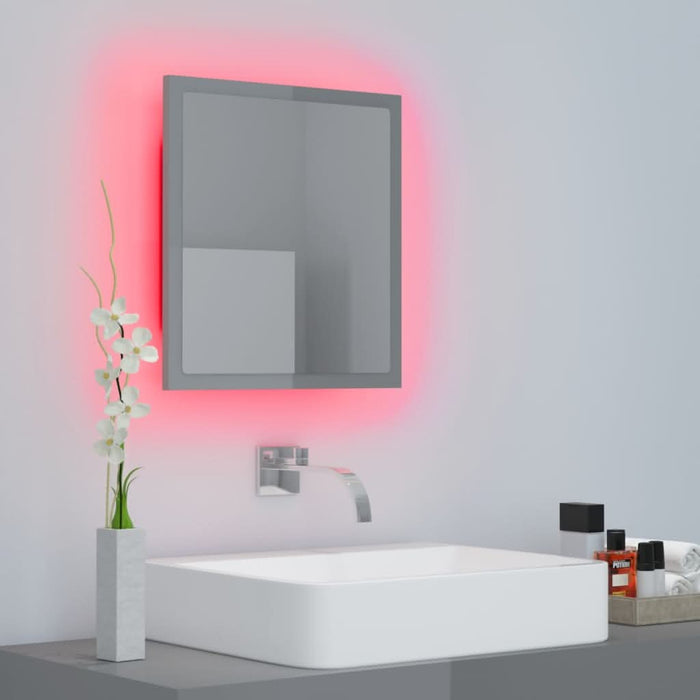 Oglindă de baie cu LED, gri extralucios, 40x8,5x37 cm, acril - WALTI WALTI