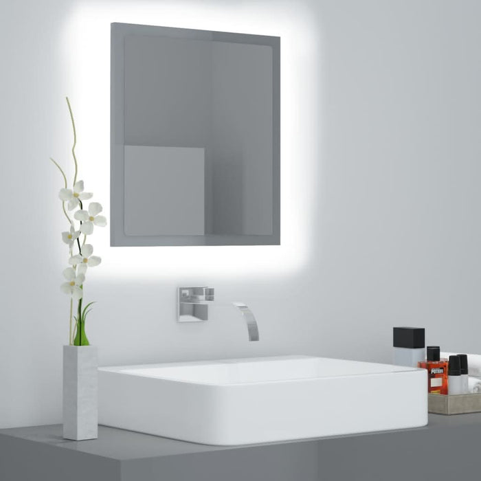 Oglindă de baie cu LED, gri extralucios, 40x8,5x37 cm, acril - WALTI WALTI
