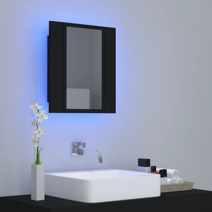 Dulap de baie cu oglindă & LED, negru, 40x12x45 cm, acril - WALTI WALTI