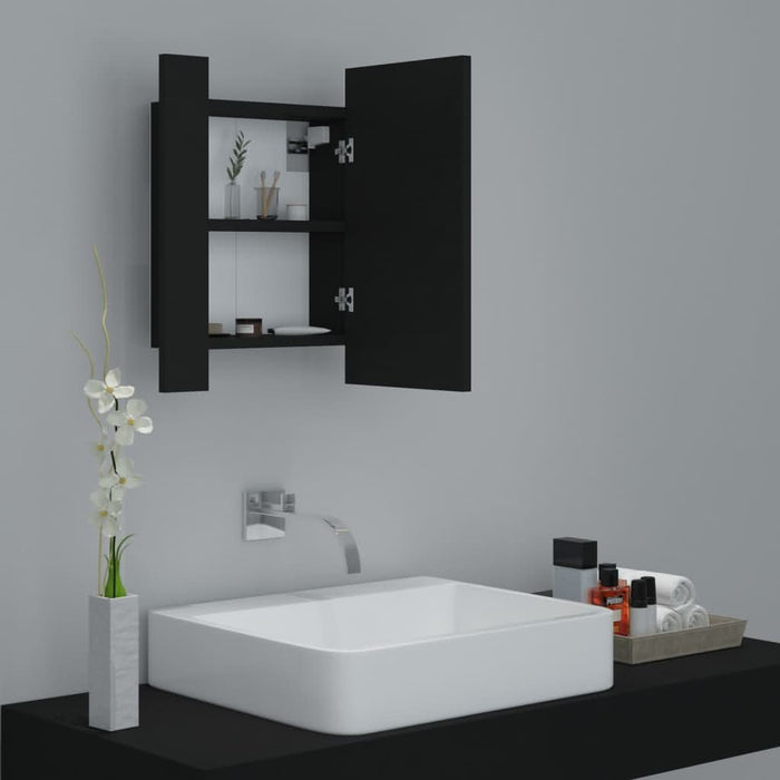 Dulap de baie cu oglindă & LED, negru, 40x12x45 cm, acril - WALTI WALTI