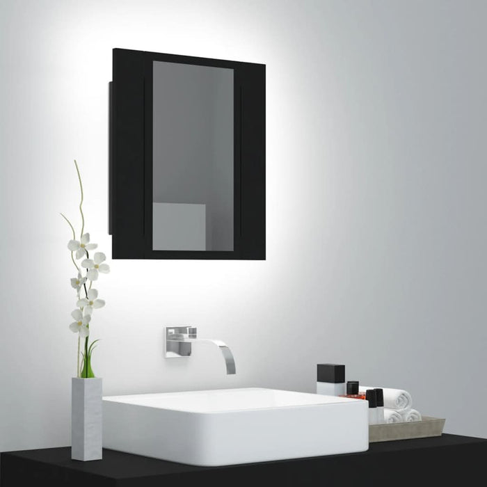 Dulap de baie cu oglindă & LED, negru, 40x12x45 cm, acril - WALTI WALTI