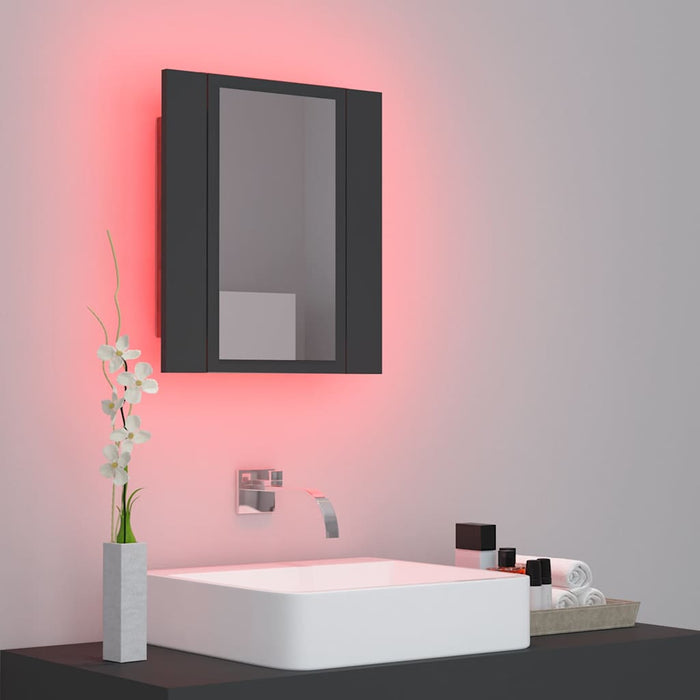 Dulap de baie cu oglindă & LED, gri, 40x12x45 cm acril WALTI