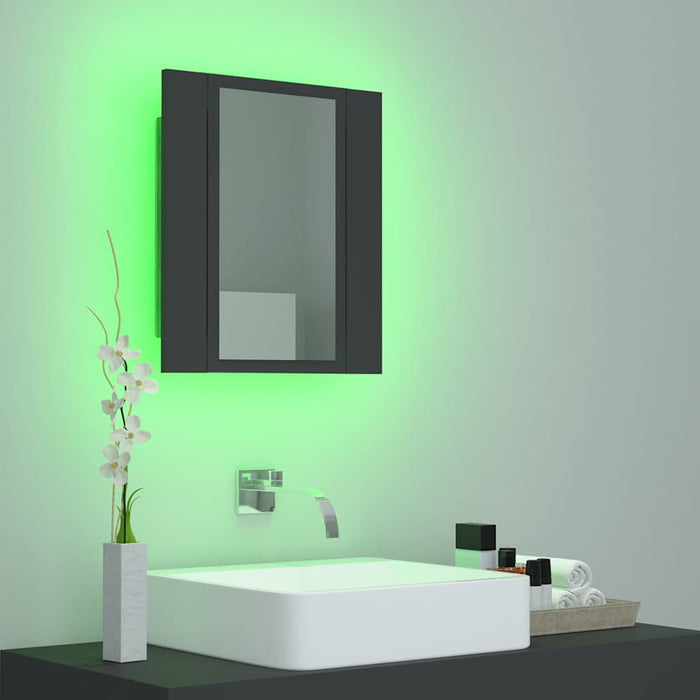 Dulap de baie cu oglindă & LED, gri, 40x12x45 cm acril WALTI