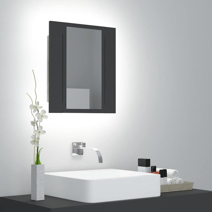 Dulap de baie cu oglindă & LED, gri, 40x12x45 cm acril WALTI