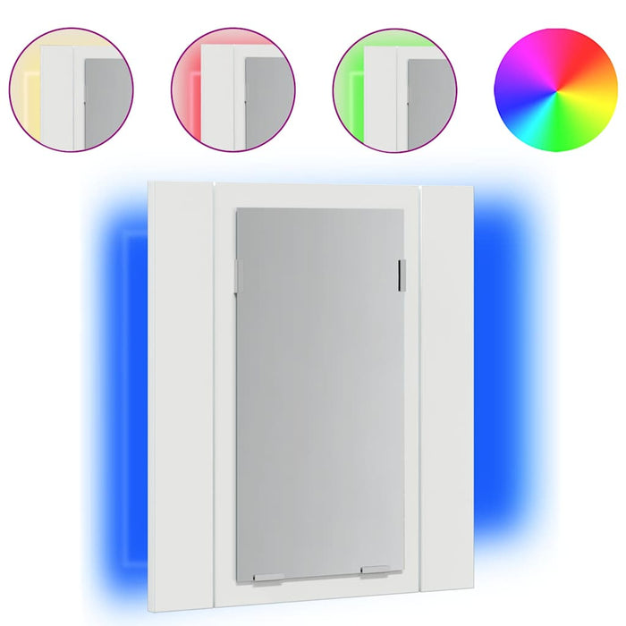 Dulap de baie cu oglindă și LED, alb extralucios 40x12x45 acril WALTI