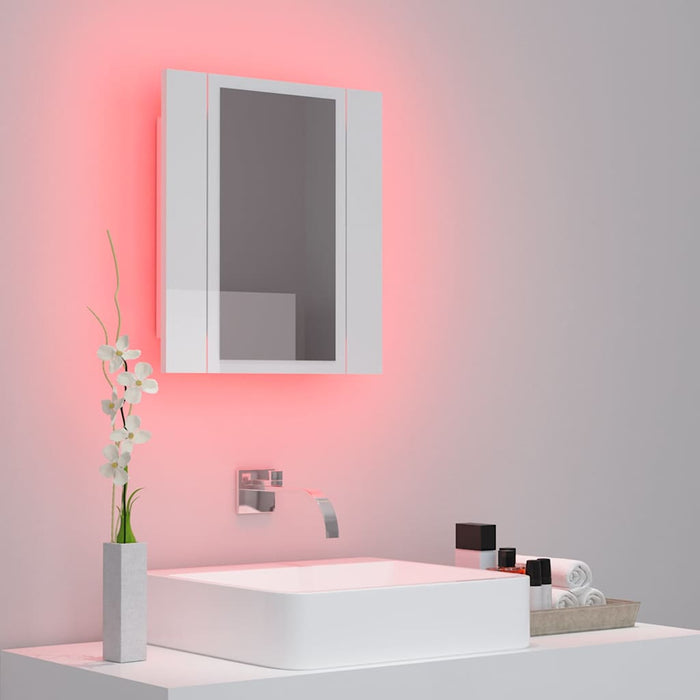 Dulap de baie cu oglindă și LED, alb extralucios 40x12x45 acril WALTI