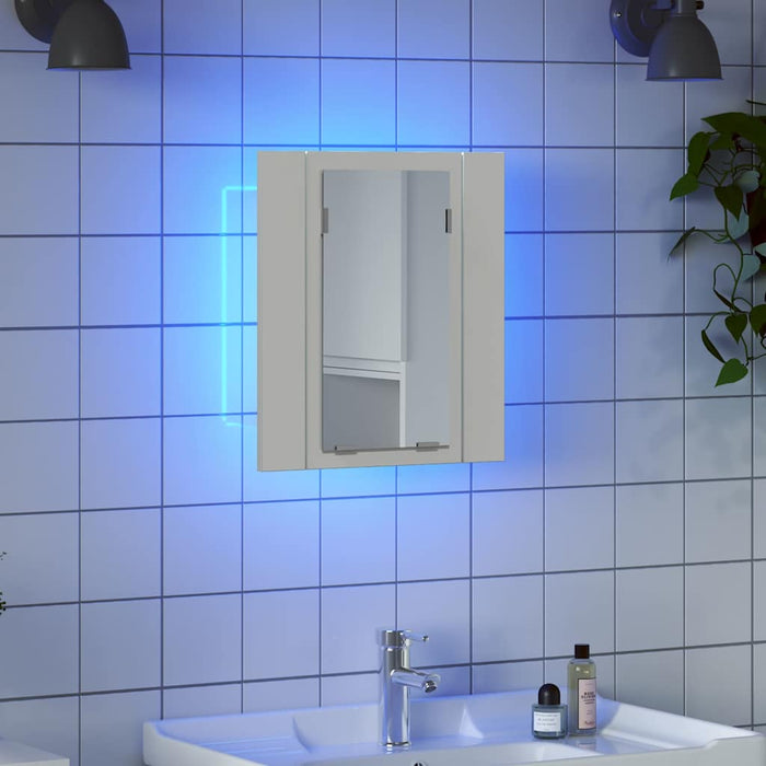 Dulap de baie cu oglindă și LED, alb extralucios 40x12x45 acril WALTI