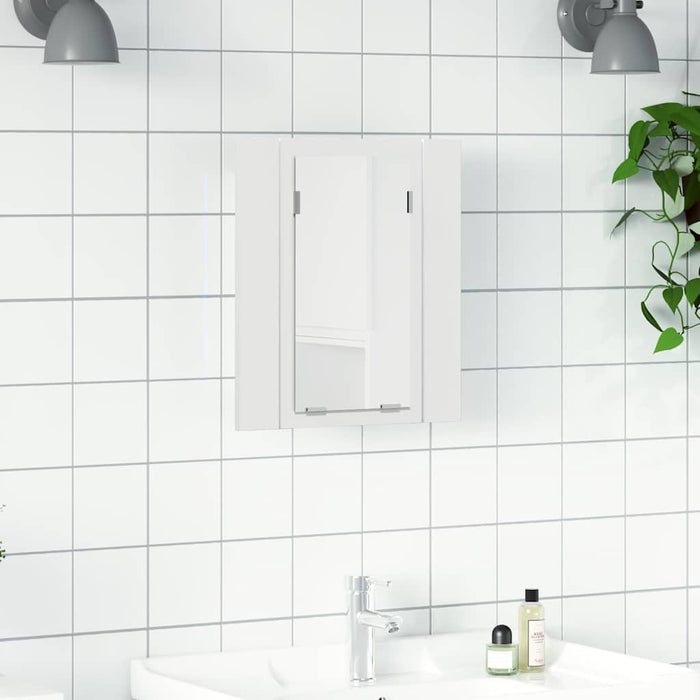 Dulap de baie cu oglindă și LED, alb extralucios 40x12x45 acril WALTI