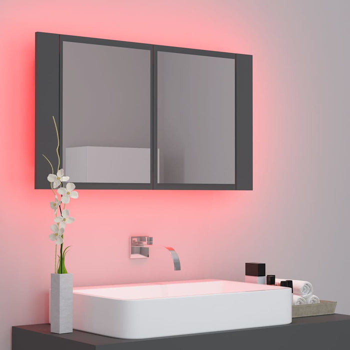 Dulap de baie cu oglindă și LED, gri, 80x12x45 cm WALTI