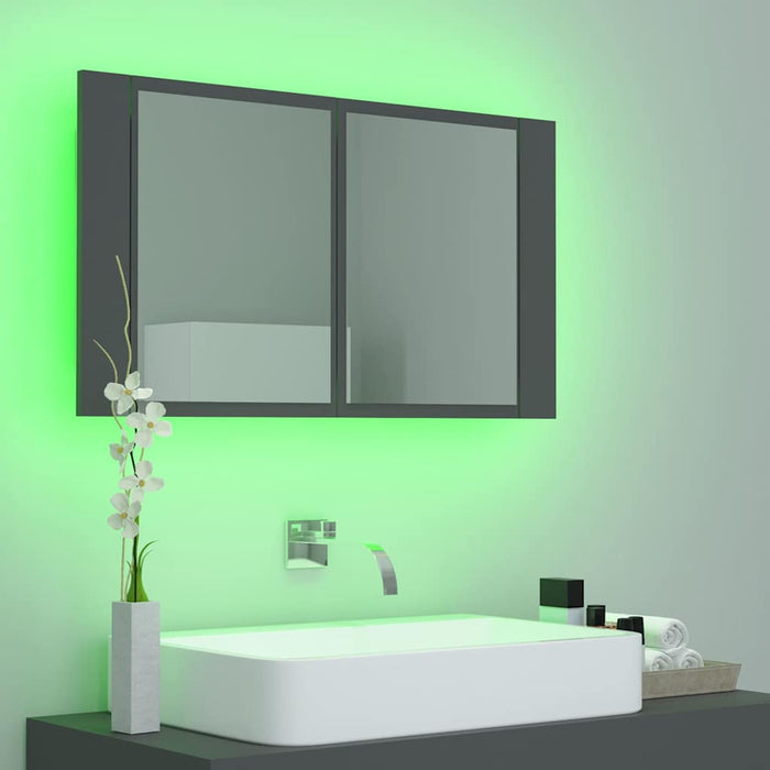 Dulap de baie cu oglindă și LED, gri, 80x12x45 cm WALTI