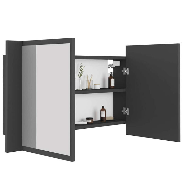 Dulap de baie cu oglindă și LED, gri, 80x12x45 cm WALTI