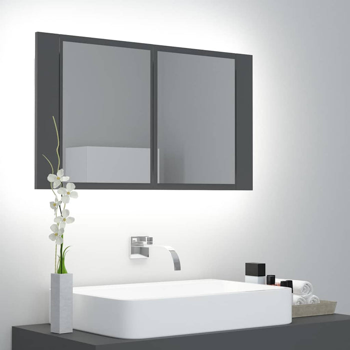Dulap de baie cu oglindă și LED, gri, 80x12x45 cm WALTI