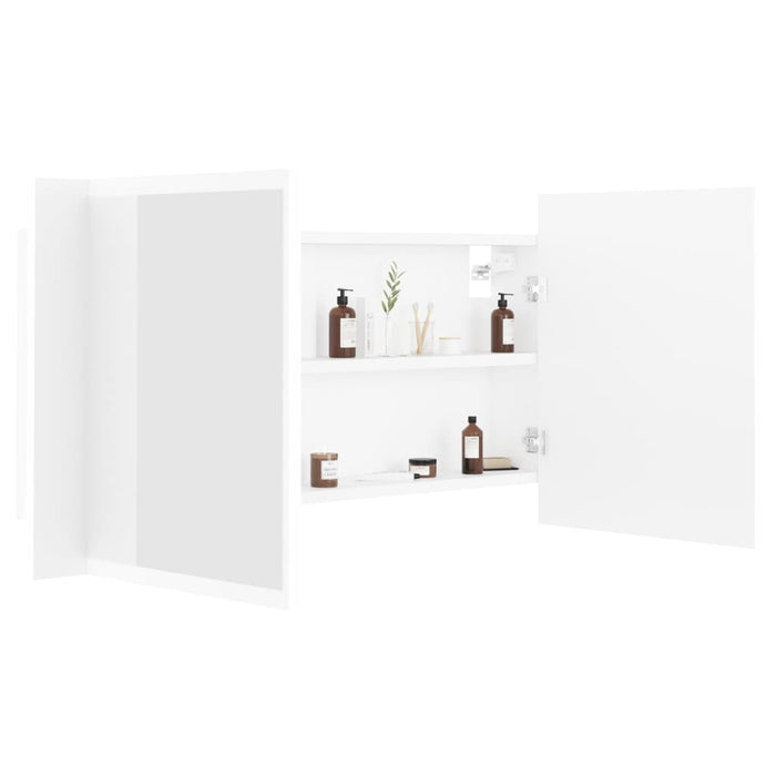 Dulap de baie cu oglindă și LED, alb, 90x12x45 cm acril - WALTI WALTI