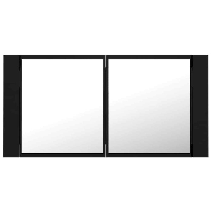Dulap de baie cu oglindă și LED, negru, 90x12x45 cm acril WALTI